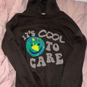 Brown Lonely Ghost “It’s Cool to Care” Hoodie Size XL